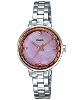 Casio, Women’s Watch Analog, Pink Dial Silver Stainless Band, LTP-E162D-4ADF